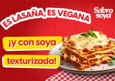 Lasaña vegana con soya texturizada